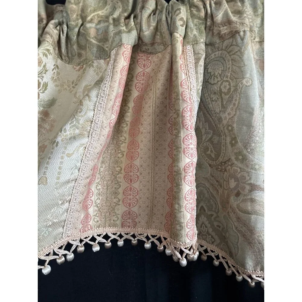 Vintage Floral Valance Curtain Tassel Trim 80